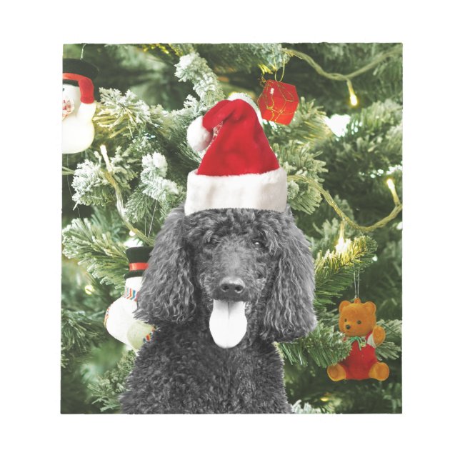 Bloc-note Chien de caniche sapin de Noël Snowman Red Santa C (Devant)