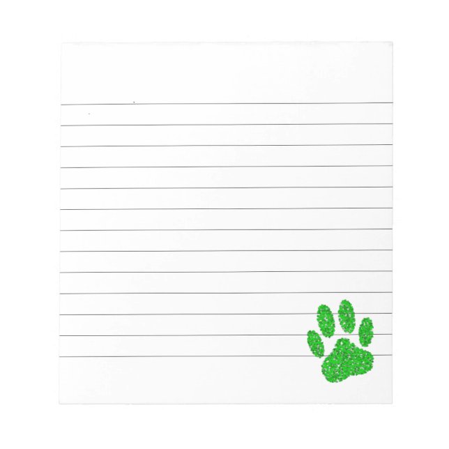 Bloc-note Chien de feuillage vert Empreinte de patte lié (Devant)