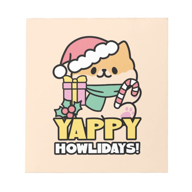 Bloc-note Chien de Noël mignon - Yappy Howlidays (Devant)