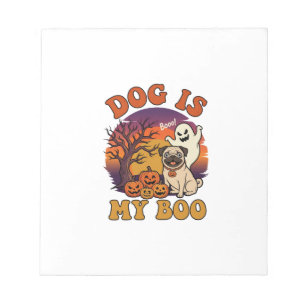 Bloc-note Chien est Boo Halloween Pug Fantôme Citrouilles_1