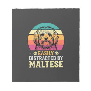 Bloc-note Chien maltais rétro coucher de soleil distrait