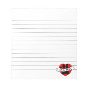 Bloc-note Chien Maman Paw Et Coeur Rouge Dessin Linked