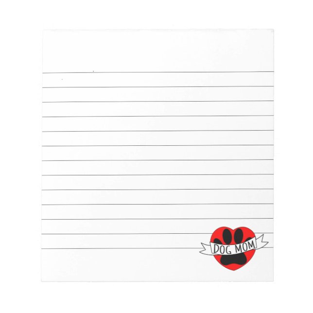 Bloc-note Chien Maman Paw Et Coeur Rouge Dessin Linked (Devant)