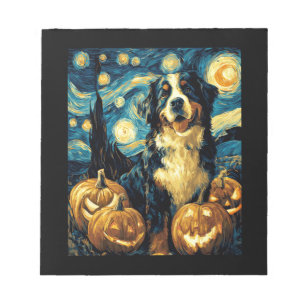 Bloc-note Chien mignon de montagne bernois Halloween Jack O