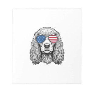 Bloc-note Chien Patriotique avec Lunettes de Soleil Drapeau