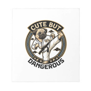 Bloc-note Chien Pug Karaté Kick Cute Mais Dangereux_1