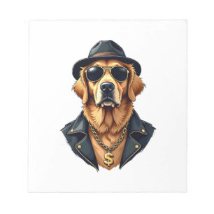 Bloc-note Chien Retriever Doré Vintage Cool en Lunettes de S