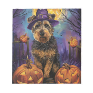 Bloc-note Chien terrier de l'Airedale Halloween sorcière et