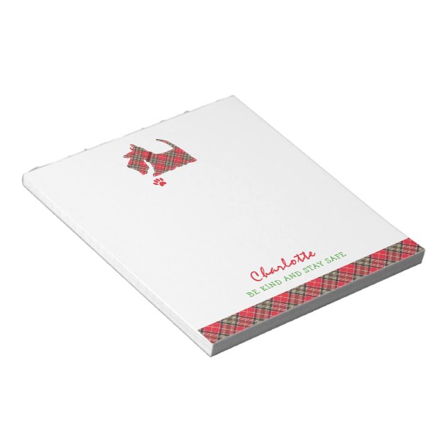 Bloc-note Chien Terrier écossais mignon personnalisé (Incliné)