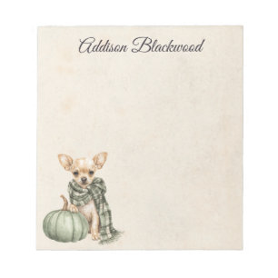 Bloc-note Chihuahua avec citrouille verte personnalisé autom