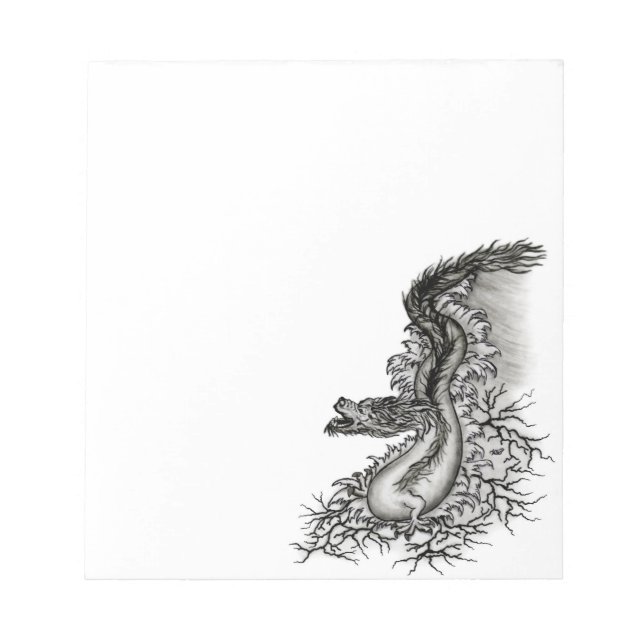 Bloc-note Chine Dragon, noir et blanc Design en Tattoostyl (Devant)