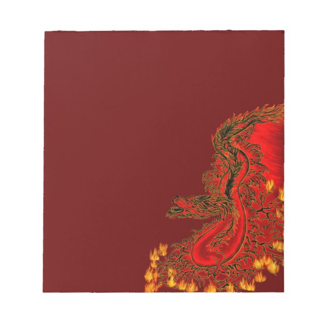 Bloc-note Chine Dragon rouge et or design (Devant)