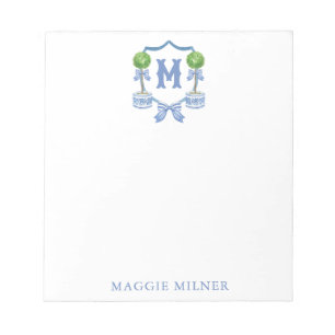 Bloc-note Chinoiserie Aquarelle Bow Topior Monogramme Crest