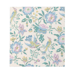 Bloc-note Chinoiserie Vintage Oiseaux Motif Floral Pastel