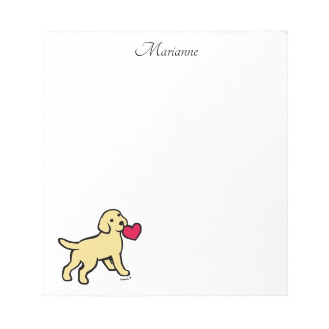 Bloc-note Chiot et coeur du Labrador jaune personnalisé (Devant)