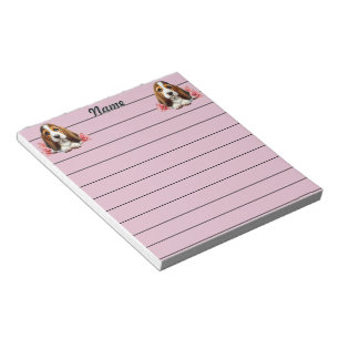 Bloc-note Chiots Basset Hound Personnalisés Avec Fleurs