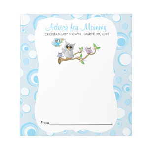 Bloc-note Chouette Bébé Bleue   Baby shower - Conseils
