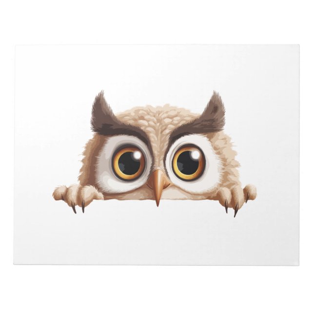 Bloc-note Chouette Peeking mignonne adorable animal caricatu (Devant)