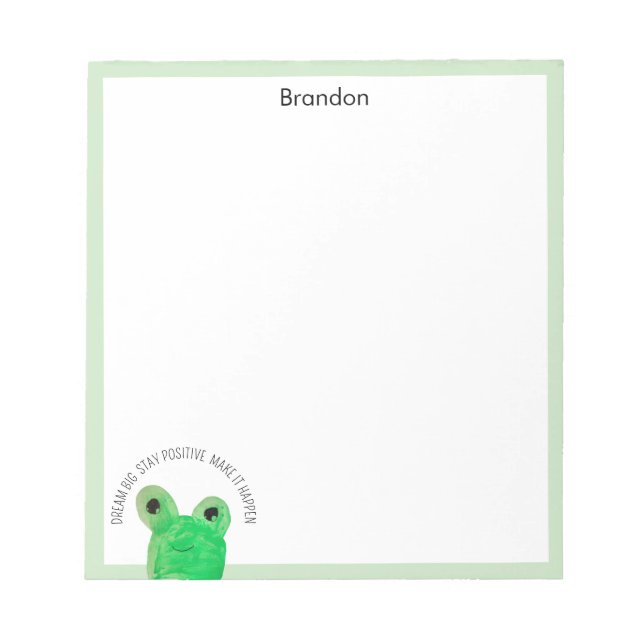 Bloc-note Citation inspirante personnalisée Cute frog (Devant)