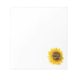 Bloc-note Citation tournesol "les fleurs sont le bonheur"