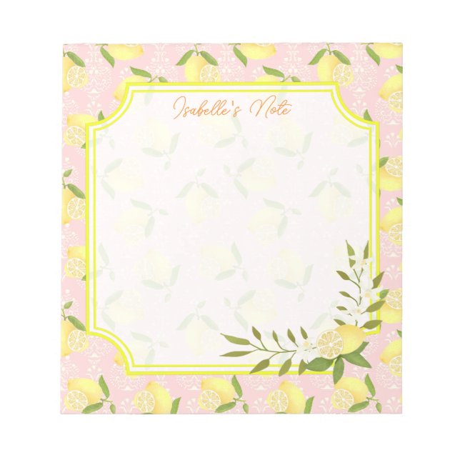 Bloc-note Citron Motif Love Peach (Devant)