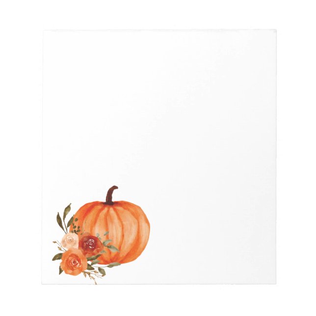 Bloc-note Citrouille d'aquarelle Orange Floral Rose (Devant)