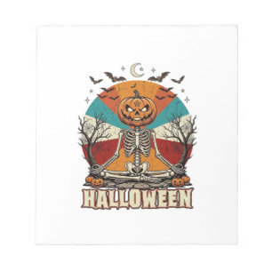 Bloc-note Citrouille de méditation d'Halloween Squelette Rét