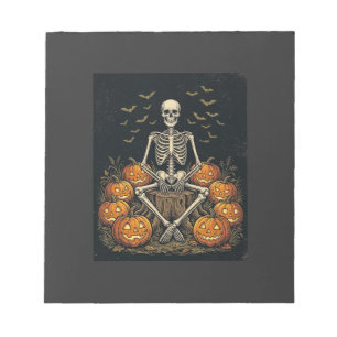 Bloc-note Citrouille squelette Halloween Design Rétro Vintag