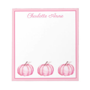 Bloc-note Citrouilles roses mignonnes personnalisées
