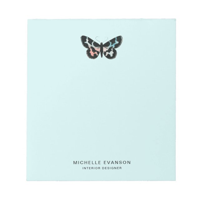 Bloc-note Clair Aqua Bleu Aquarelle Papillon Logo (Devant)