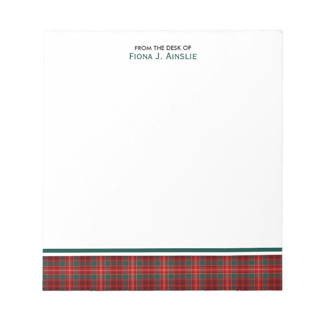 Bloc-note Clan Ainslie Tartan (Devant)