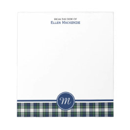 Bloc-note Clan Gordon Robe bleue et blanche Tartan Monogram