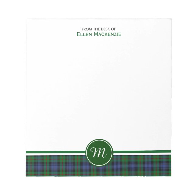 Bloc-note Clan Murray Tartan Monogramme Note Pad (Devant)