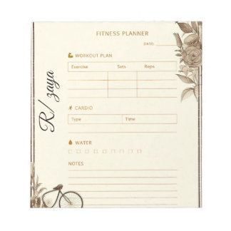 Bloc-note Classic gold pastel cute bike Fitness Planner 