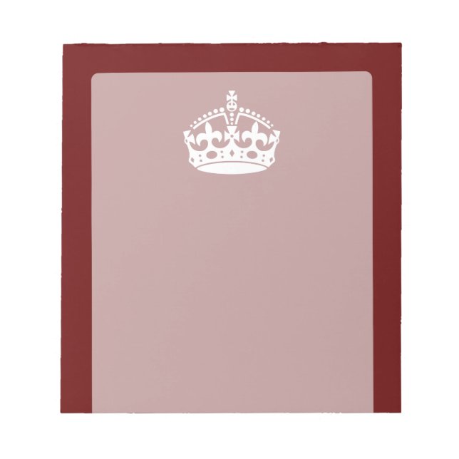 Bloc-note Classic Keep Calm Crown sur Bourgogne Rouge (Devant)