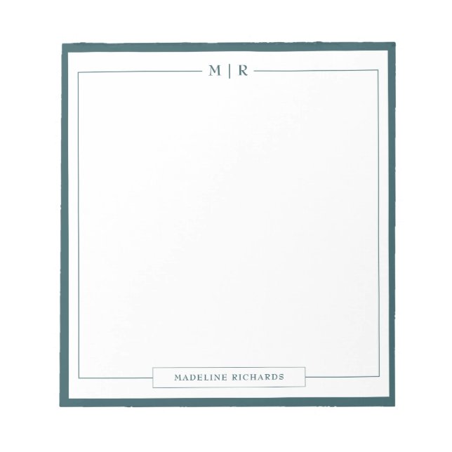 Bloc-note Classic Monogram Smoke Green Border Stationery (Devant)