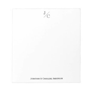 Bloc-note Classique Chic Moderne Élégant Monogramme Couple F