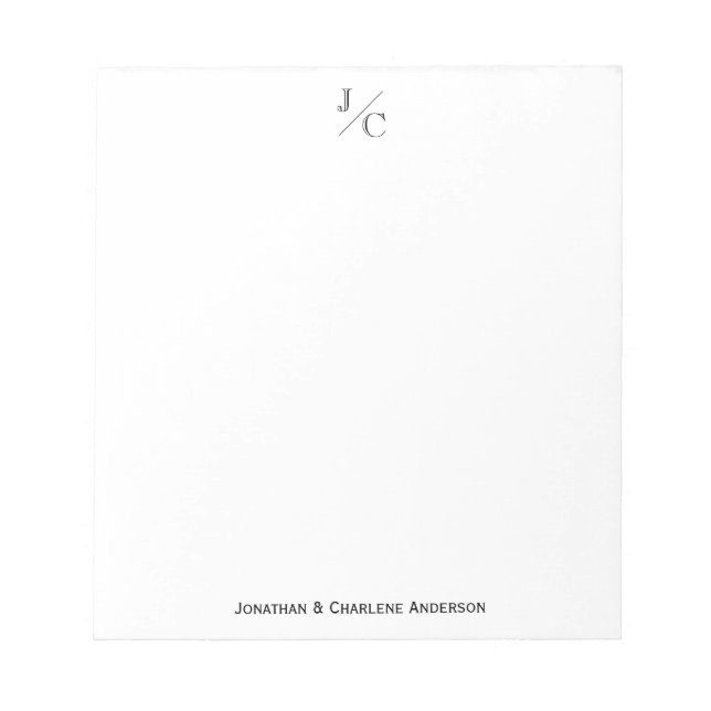 Bloc-note Classique Chic Moderne Élégant Monogramme Couple F (Devant)