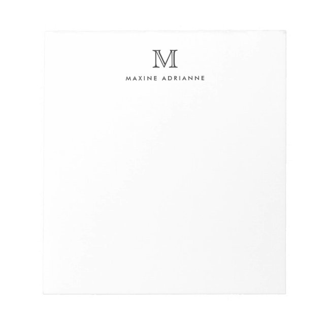 Bloc-note Classique Moderne Simple Base Gris Monogramme Init (Devant)