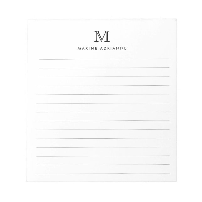 Bloc-note Classique Moderne Simple Noir De Base Monogramme L (Devant)