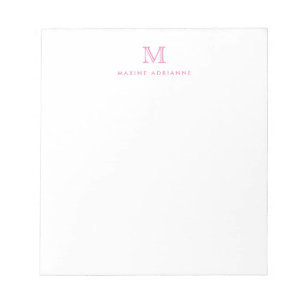 Bloc-note Classique moderne simple rose simple Monogramme in