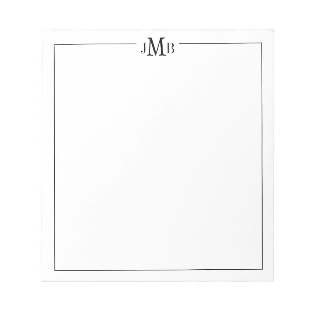 Bloc-note Classique, monogramme noir et blanc  (Devant)