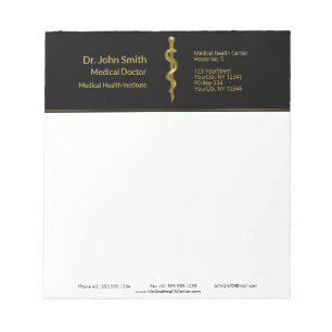 Bloc-note Classy Médicale de l'Asclepius Gold sur Noir