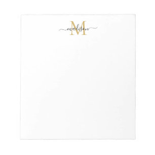 Bloc-note Classy Moderne Script Monogramme Noir Or