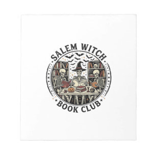 Bloc-note Club de lecture de Salem Witch Livre Squelette Vin