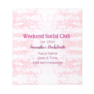 Bloc-note club social de week-end rose paillettes enterremen