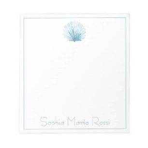 Bloc-note Coastal Aqua Scallop Seashell Personnalisé