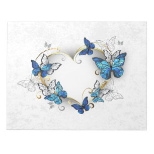 Bloc-note Coeur bijoux avec papillons Morpho