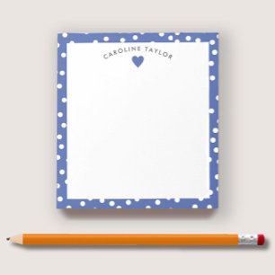 Bloc-note Cœur bleu foncé et points Mignon personnalisé pour