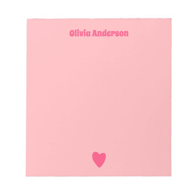 Bloc-note Coeur d'amour rose personnalisé (Devant)